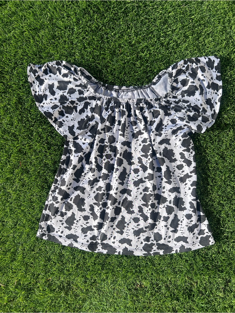 Cowgirl Hardware Cow print flutter sleeve top